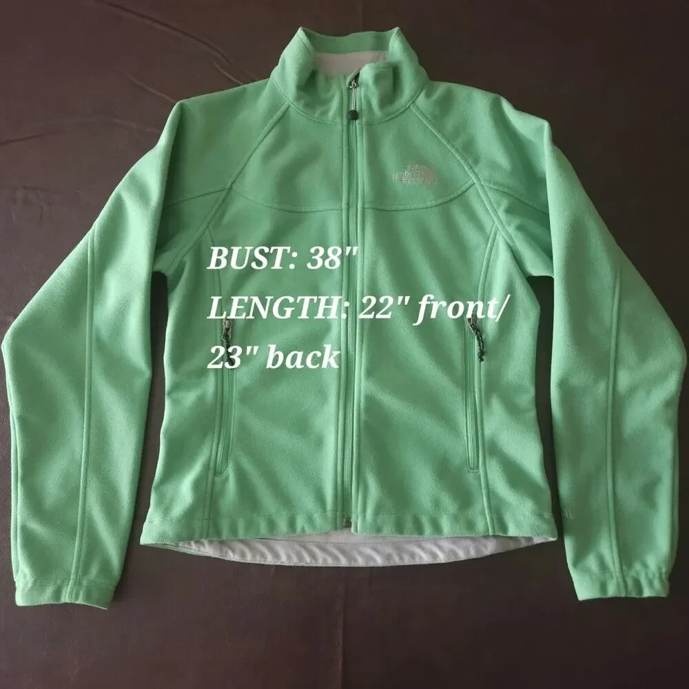 North Face Jacket Women S Green Full Zip Soft Shell Fleece Lined Winter Gorpcore